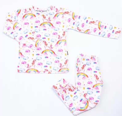 Conjunto manga larga unicornio arcoiris